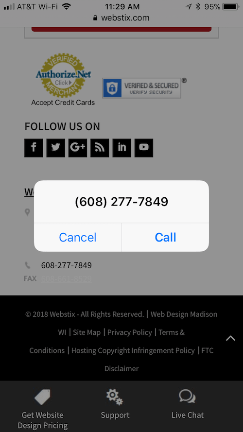 Clickable phone number on an iPhone