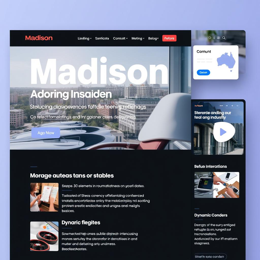 Advanced web design techniques showing 3D elements and microinteractions on a Madison business website Advanced web design techniques showing 3D elements and microinteractions on a Madison business website
