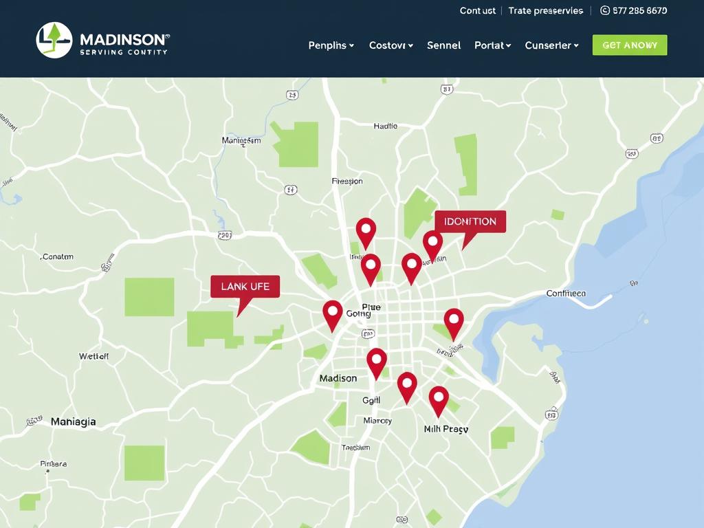 Isthmus map integrated into a Madison service business website design Isthmus map integrated into a Madison service business website design
