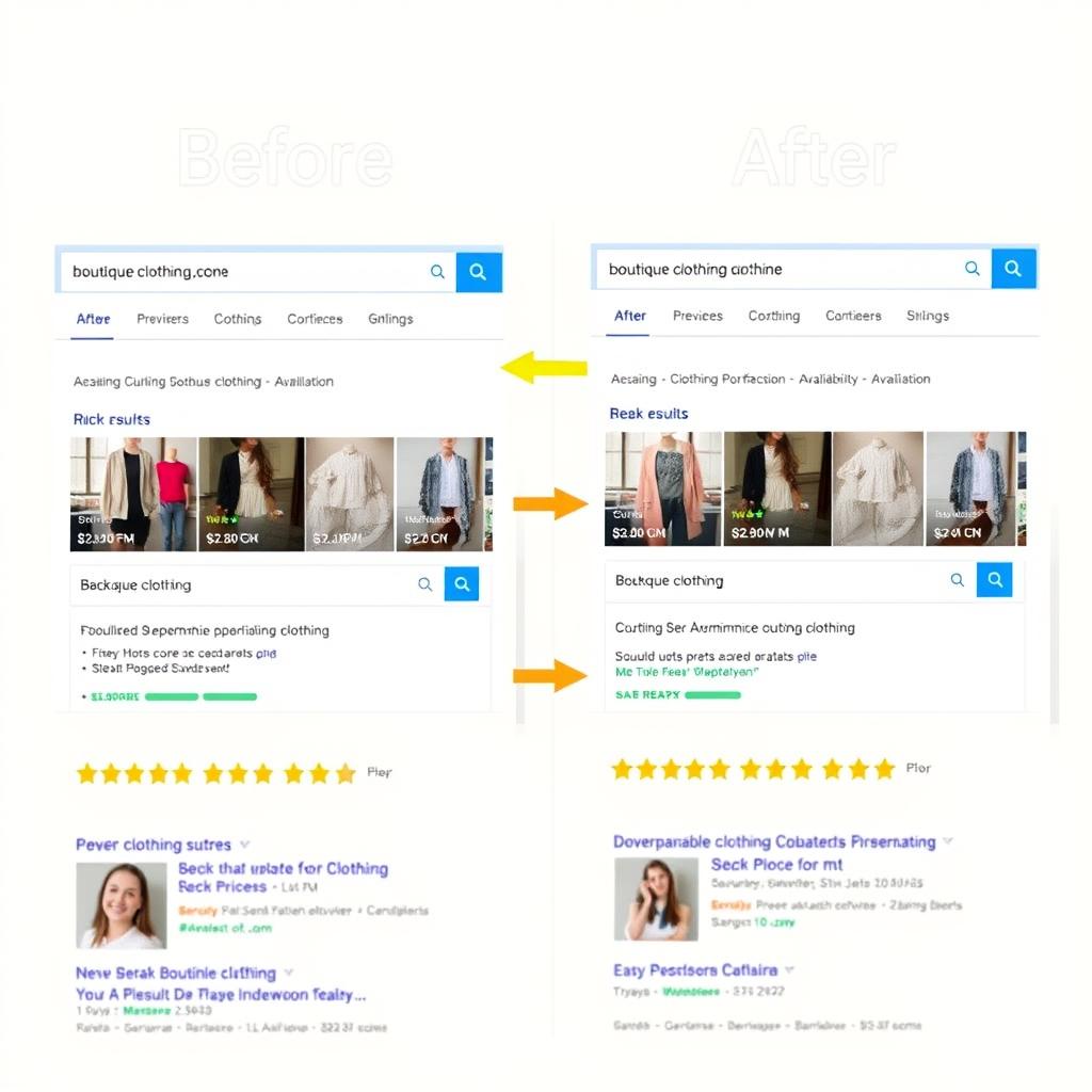Screenshot showing rich product snippets for a clothing store that improved search rankings