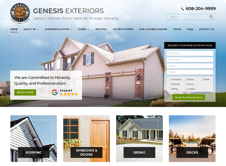 Home exterior services website layout